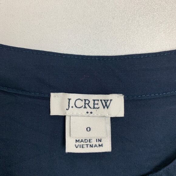 J Crew Tank Womens 0 Navy Green Embroidered Bib Tassel Keyhole Sleeveless Top - Picture 8 of 12